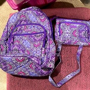 Vera Bradley Backpack and matching cross-body purse